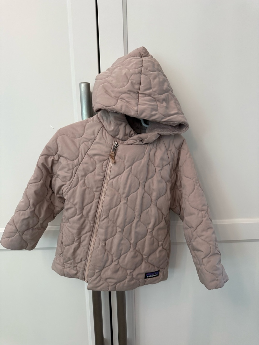 Patagonia Kids Quilted Hooded Puffer Jacket - Light Taupe Pink